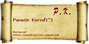 Paneth Kornél névjegykártya
